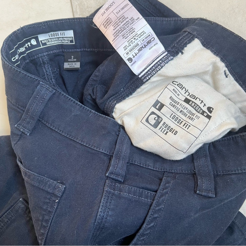 Carhartt Rugged Flex Loose Fit Canvas Work Pants Navy Blue BN2080-W Mens 31x31 - Picture 7 of 7